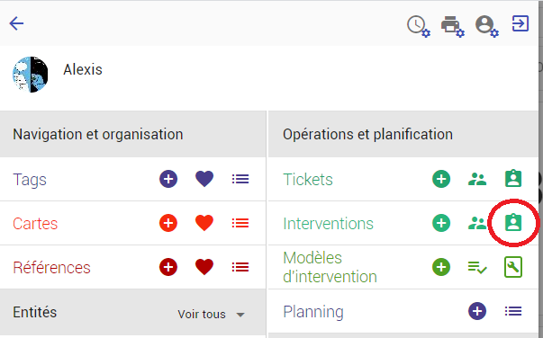 Accès aux interventions que je dois traiter