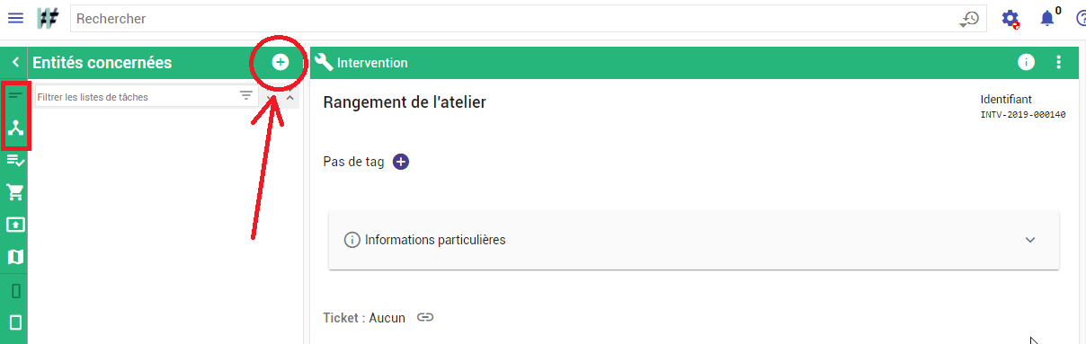 Ajout d'une entité depuis la page d'une inter