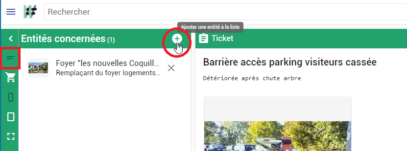 Ajout d'entités à un ticket