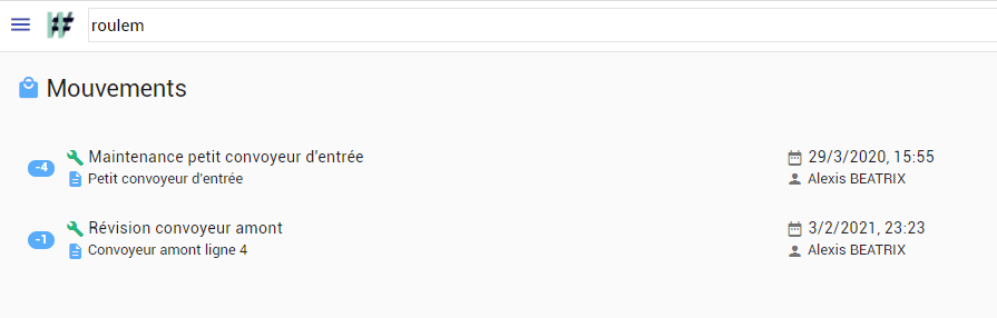 Consommation des rechanges