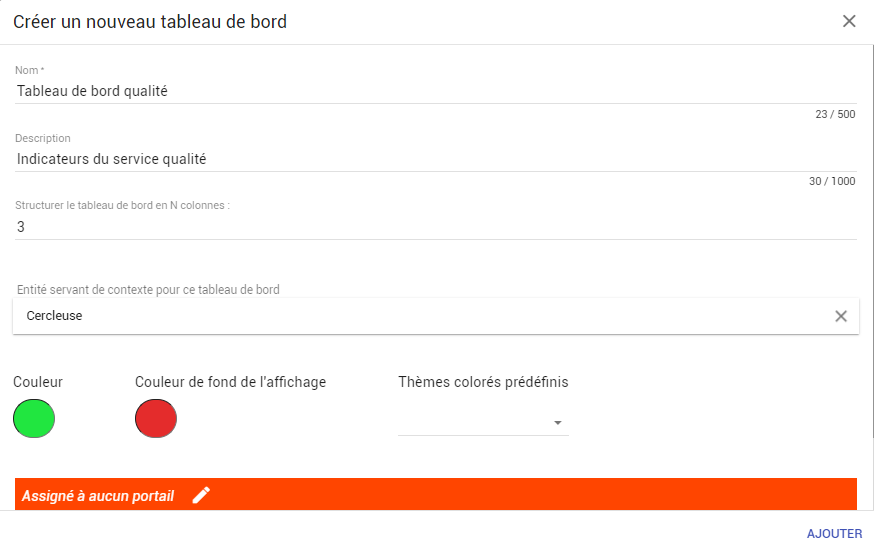 Création d'un nouveau tableau de bord