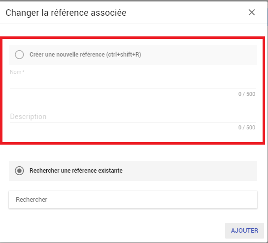 Création d'une référence depuis une entité ou un tag