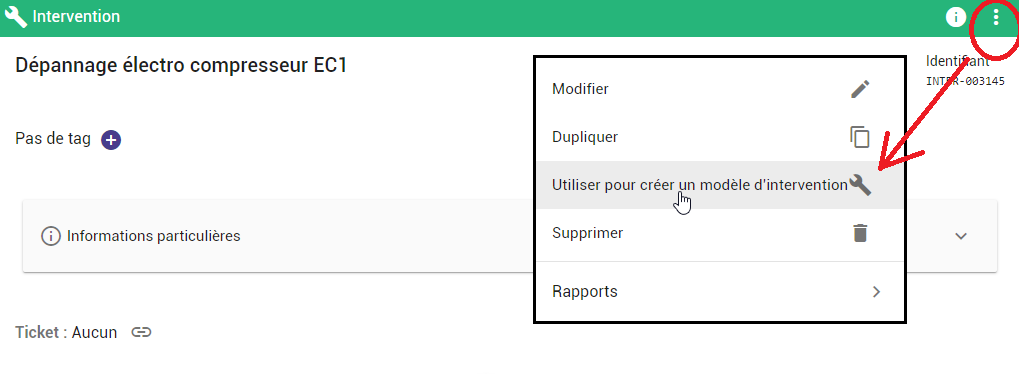 Créer un modèle d'inter à partir d'une inter