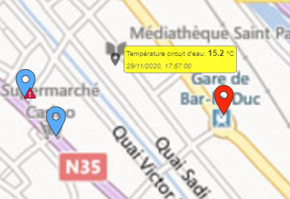 Exemple d'objets What is What punaisés sur une carte