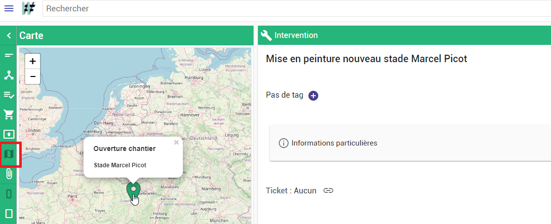 Géolocalisation d'une intervention