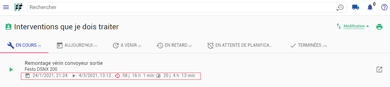 Les interventions en cours