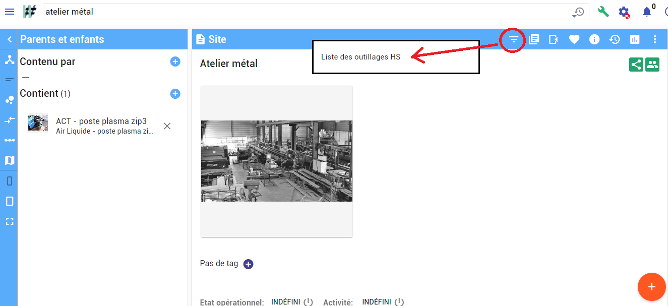 Lancement d'une recherche depuis la page d'une entité.