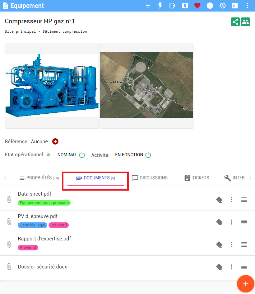 Les documents d'une entité