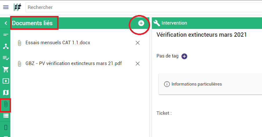 Les documents d'une intervention