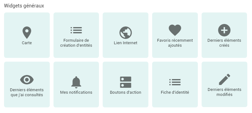 Les widgets généraux