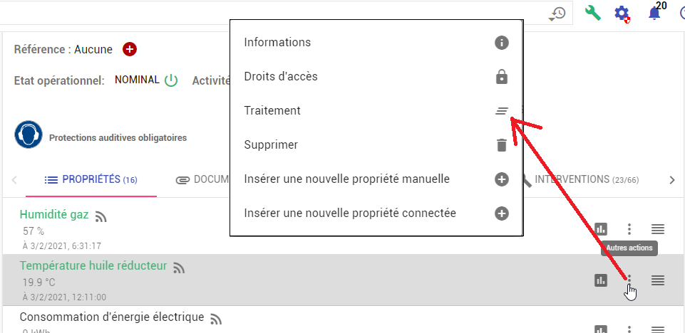 Accès aux traitements d'une propriété