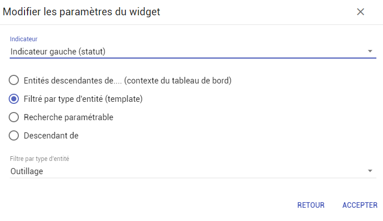 Les paramètres d'un widget "camembert"