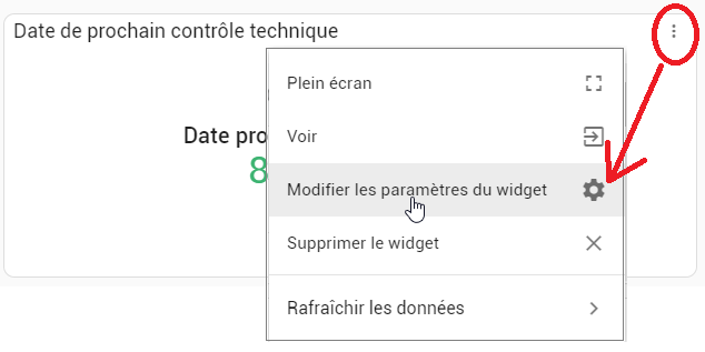 Modifier les paramètres d'un widget