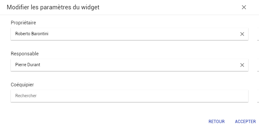 Paramétrage du widget inter pie chart