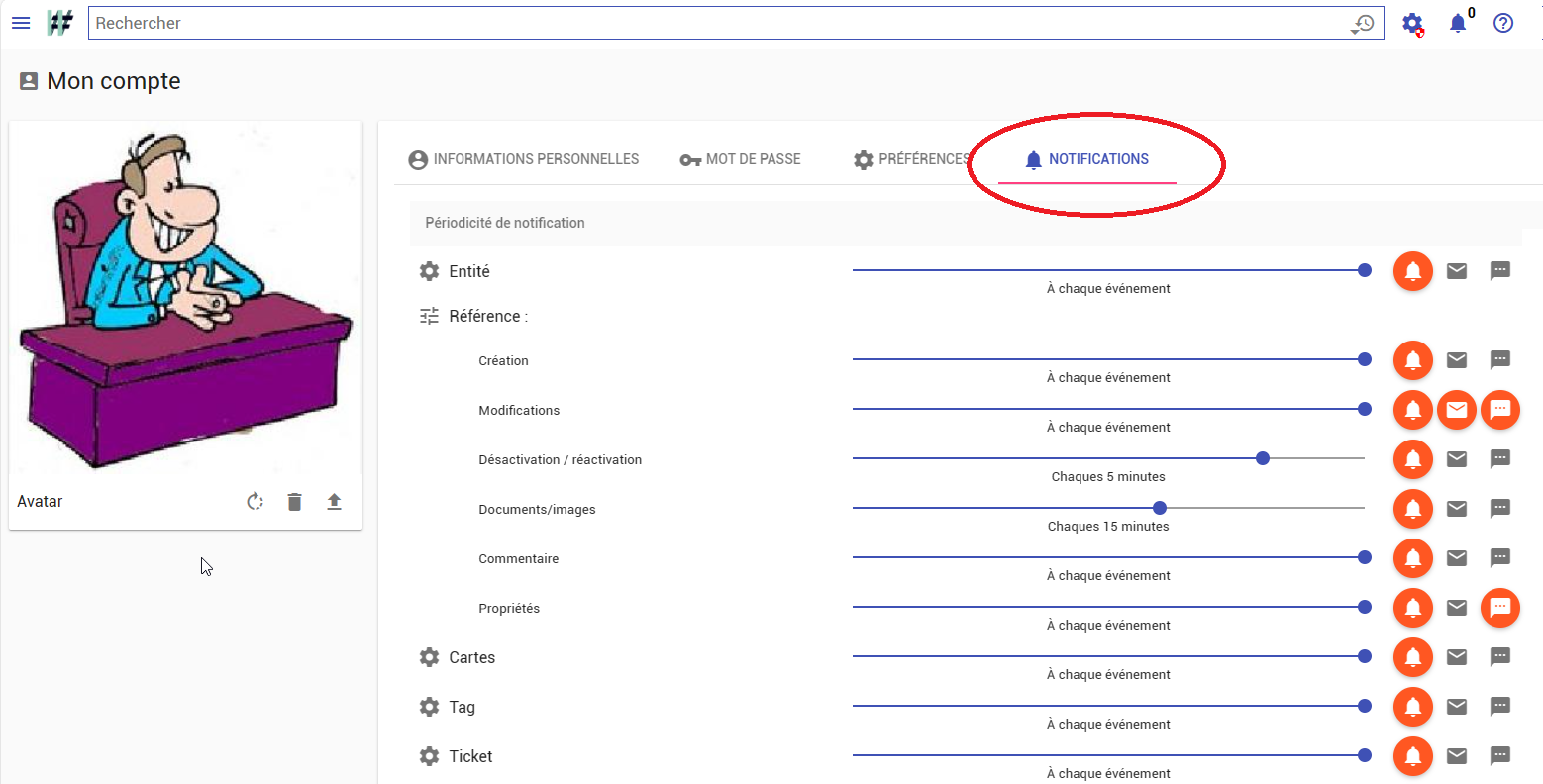 Définir de quoi on souhaite être informé