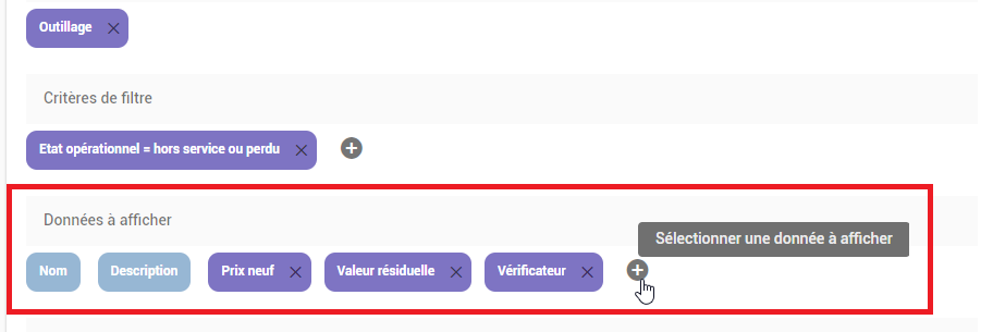 Etape 3 : données à afficher