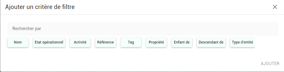 Critères de sélection pour les entités