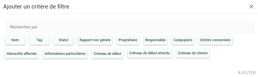 Critères de recherche pour les interventions