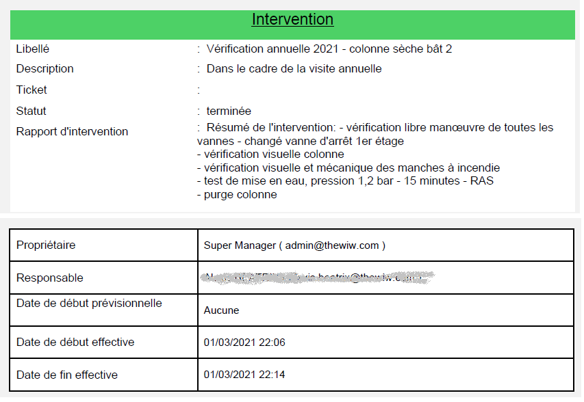 Rapport d'intervention