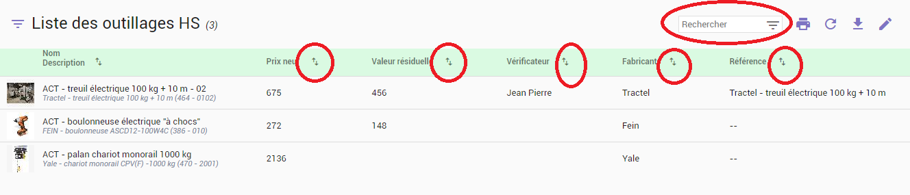 Résultats complets d'une recherche paramétrable