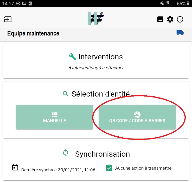 Utilisation QR dans l'appli mobile